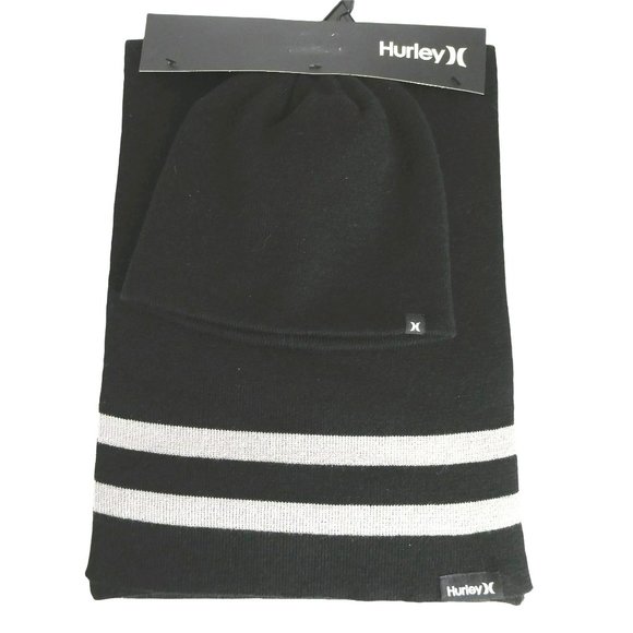 Hurley Other - Hurley New Yorker Beanie Hat and Scarf Set Black One Size NWT